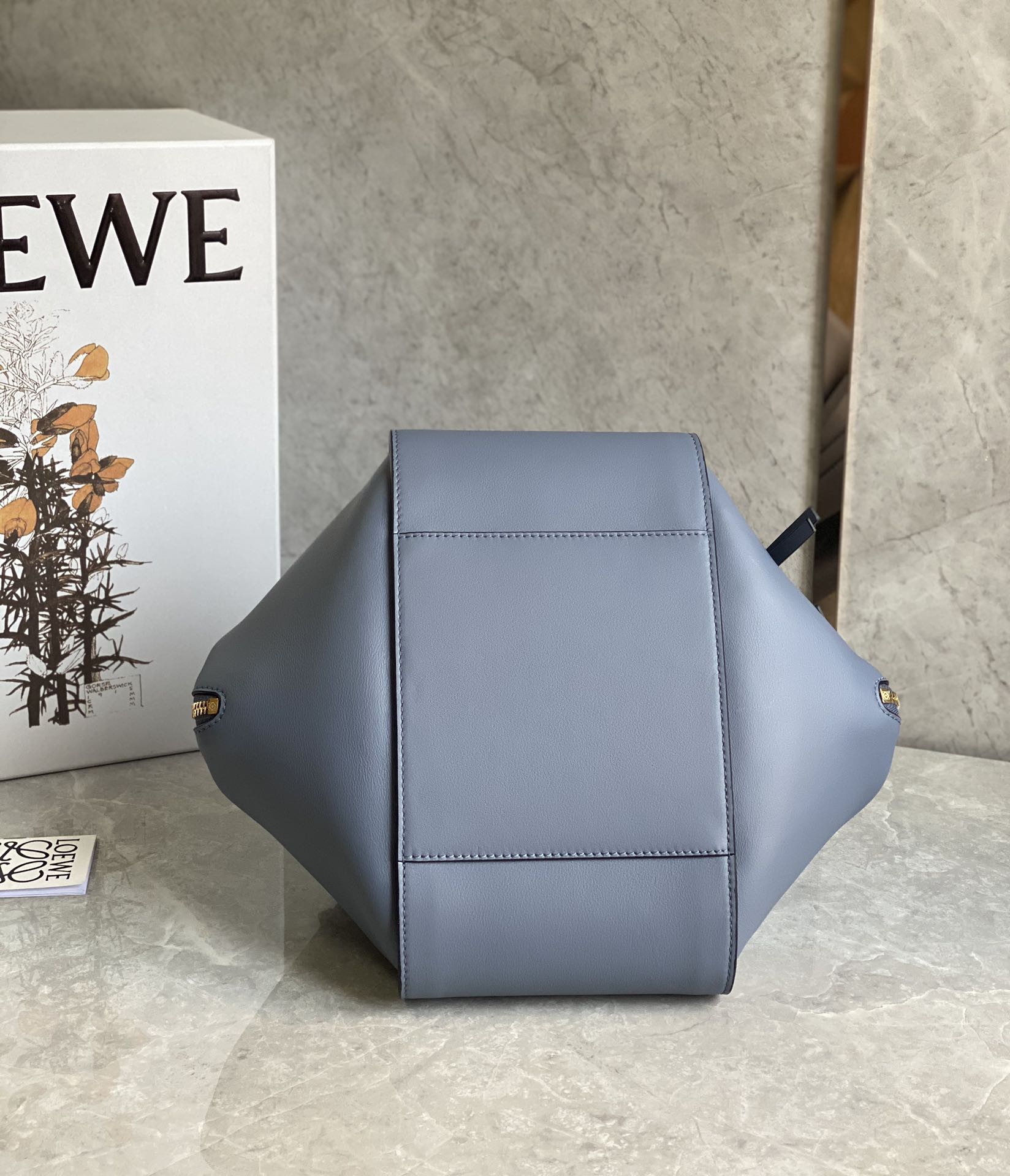 Loewe Small Hammock Bag in Classic Calfskin Grey Blue